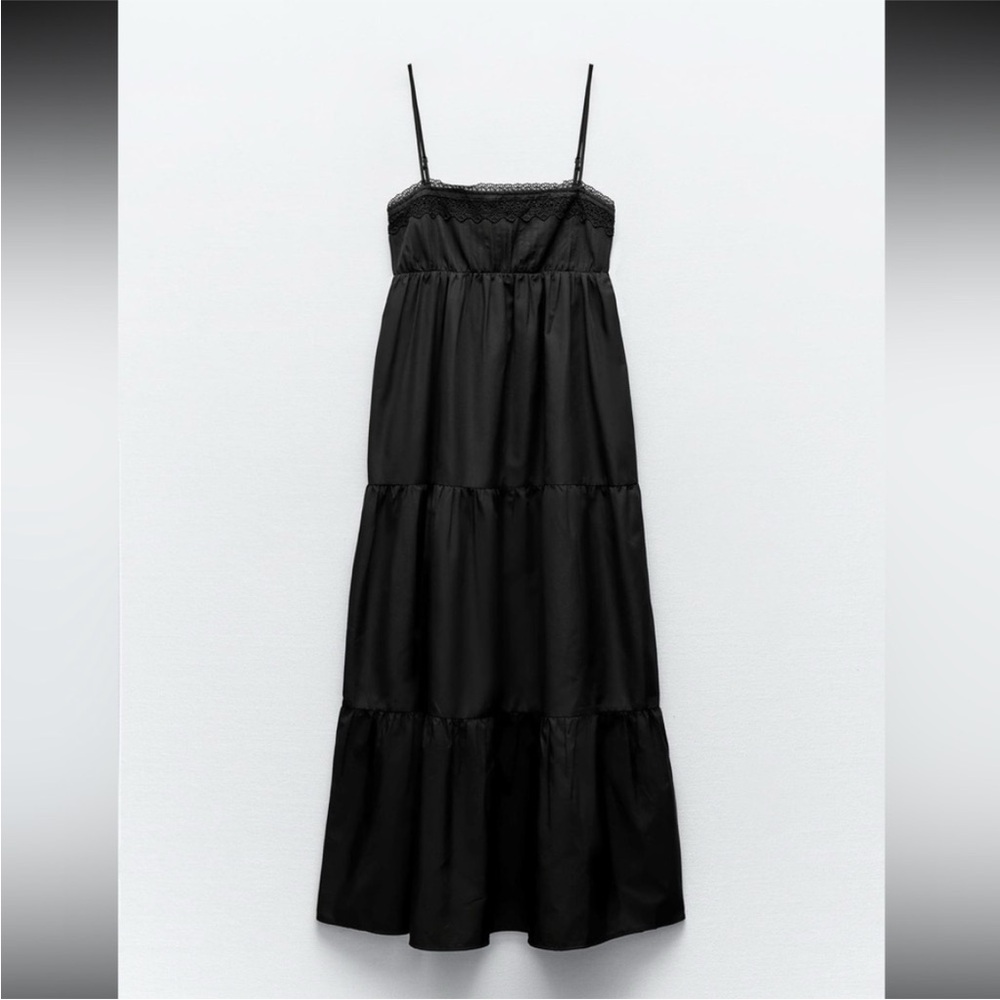Zara Black Poplin Maxi Dress